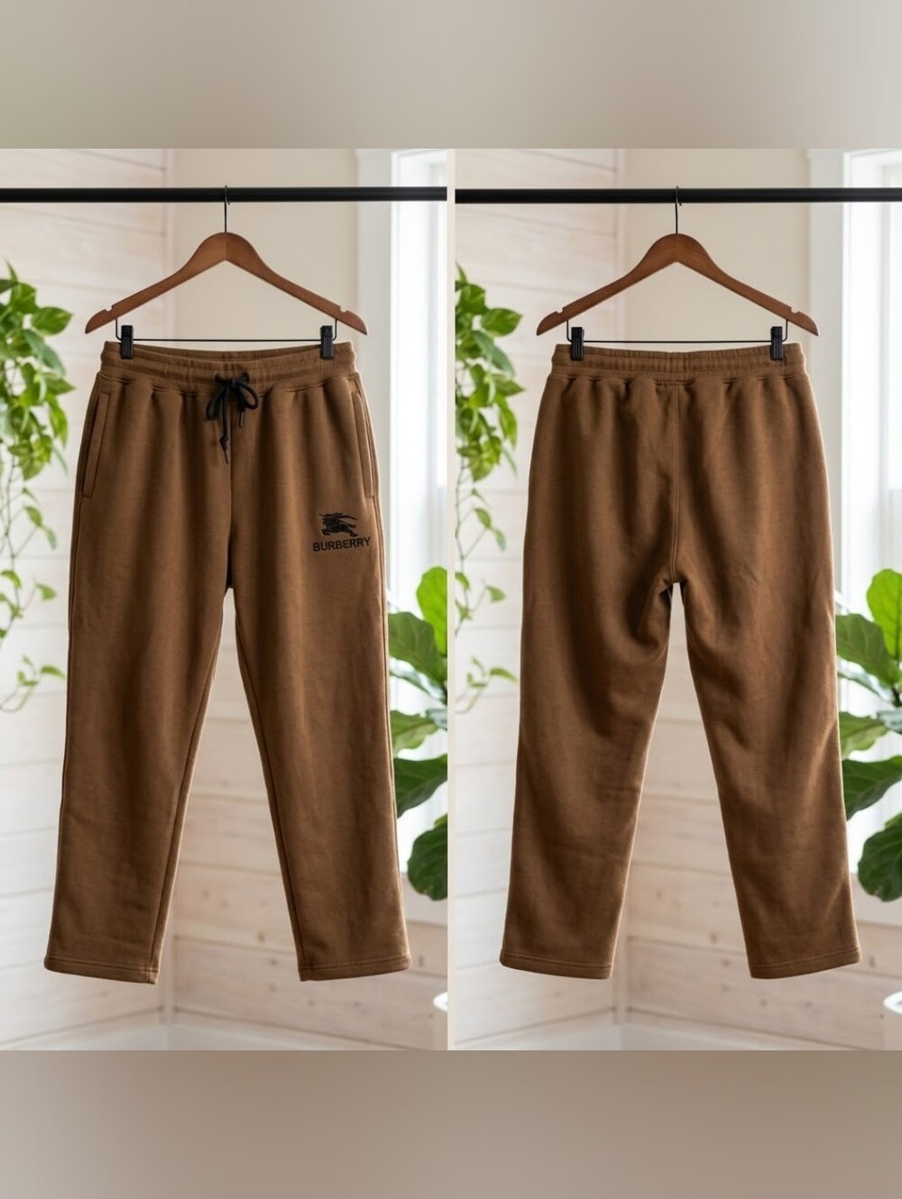 Burberry Embroidered Equestrian Knight Joggers Brown Size Extra Large